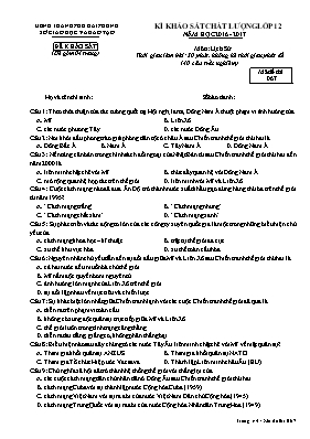 Đề thi khảo sát chất lượng môn Lịch sử Lớp 12 - Mã đề 067 - Năm học 2016-2017 - Sở GD & ĐT Hải Phòng